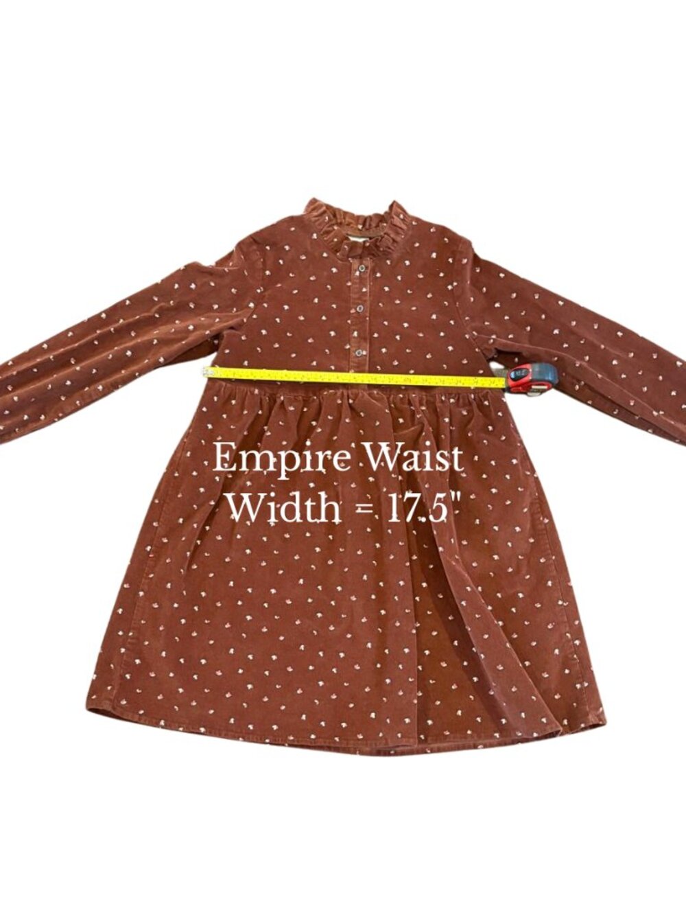 bonprix collection Girls Brown Corduroy Ruffle Collar Dress Size 13 Roomy Fit - Picture 4 of 6